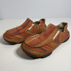 Tony Lama Woven Slip On Shoes Orange Striped Casual Loafers Women's 5.5